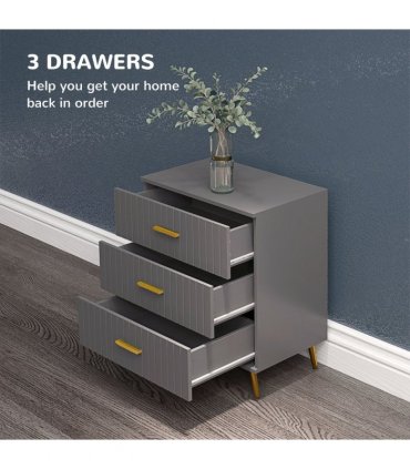 HOMCOM Bedroom Chest of Drawers, 3-Drawer Dresser with Aluminium Legs