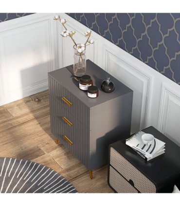 HOMCOM Bedroom Chest of Drawers, 3-Drawer Dresser with Aluminium Legs