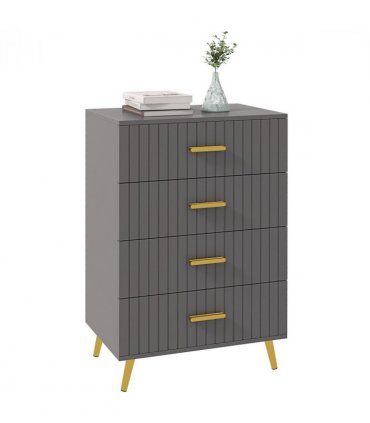HOMCOM Bedroom Chest of Drawers, 4-Drawer Dresser with Aluminium Legs