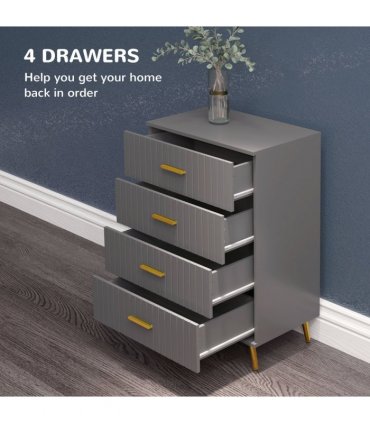 HOMCOM Bedroom Chest of Drawers, 4-Drawer Dresser with Aluminium Legs