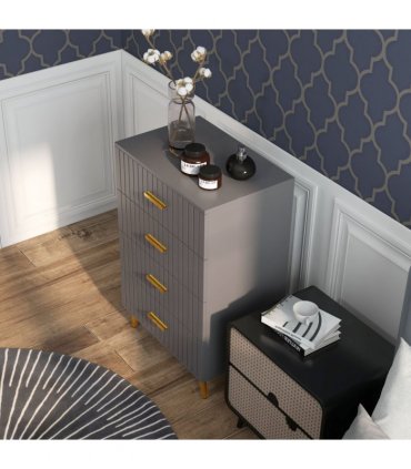 HOMCOM Bedroom Chest of Drawers, 4-Drawer Dresser with Aluminium Legs