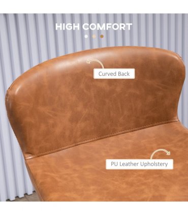 HOMCOM Bar Stools Set of 2, PU Leather Bar Chairs with Back and Steel Legs