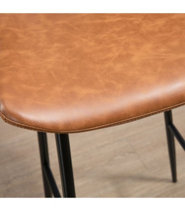 HOMCOM Bar Stools Set of 2, PU Leather Bar Chairs with Back and Steel Legs