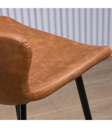 HOMCOM Bar Stools Set of 2, PU Leather Bar Chairs with Back and Steel Legs