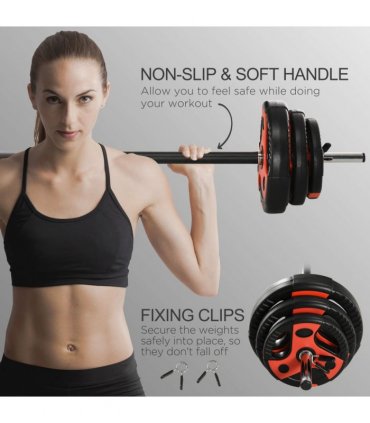 SPORTNOW 20kg Adjustable Barbell Weights Set for Home Gym Strength Training