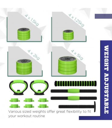 SPORTNOW Weight Dumbbells Set, Barbell, Kettlebell, Push Up Stand, 40kg