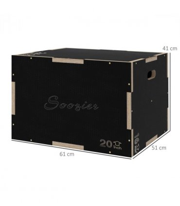 SPORTNOW 41/51/61cm Plyometric Jump Box, Wooden Plyo Box for Home Gym