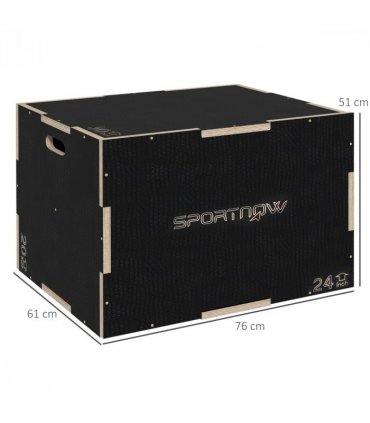 SPORTNOW 51/61/76cm Plyometric Jump Box, Wooden Plyo Box for Home Gym