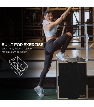 SPORTNOW 51/61/76cm Plyometric Jump Box, Wooden Plyo Box for Home Gym