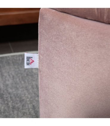 HOMCOM Semi-Circle Storage Ottoman Bench Tufted Upholstered Accent Footrest