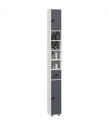 kleankin Slim Bathroom Cabinet, Toilet Roll Storage w/ Open Shelves, Grey
