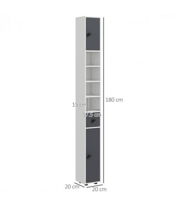 kleankin Slim Bathroom Cabinet, Toilet Roll Storage w/ Open Shelves, Grey