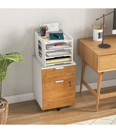 HOMCOM 2 Drawer Filing Cabinet with Adjustable Hanging Bars for A4 and Letter