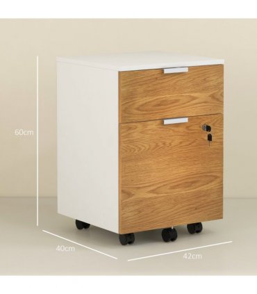 HOMCOM 2 Drawer Filing Cabinet with Adjustable Hanging Bars for A4 and Letter