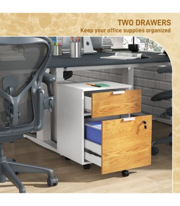 HOMCOM 2 Drawer Filing Cabinet with Adjustable Hanging Bars for A4 and Letter