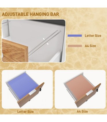 HOMCOM 2 Drawer Filing Cabinet with Adjustable Hanging Bars for A4 and Letter