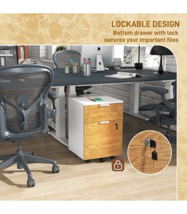HOMCOM 2 Drawer Filing Cabinet with Adjustable Hanging Bars for A4 and Letter