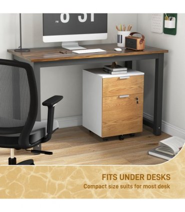 HOMCOM 2 Drawer Filing Cabinet with Adjustable Hanging Bars for A4 and Letter