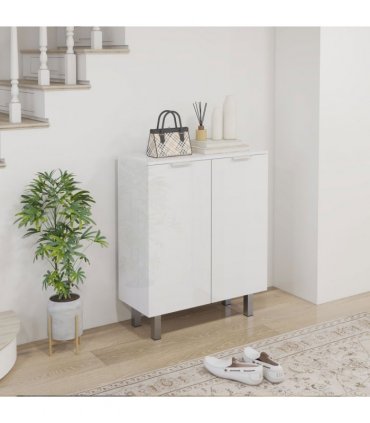 HOMCOM Shoe Storage Cabinet with Soft-Close Hinges & Adjust Shelves, High Gloss