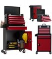 HOMCOM Tool Cabinet on Wheels with 5 Drawers Top Tool Chest Roller Cabinet Combo