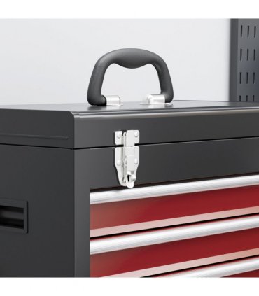 HOMCOM Tool Cabinet on Wheels with 5 Drawers Top Tool Chest Roller Cabinet Combo