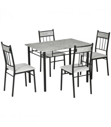 HOMCOM 5 Pieces Dining Room Sets, Kitchen Table and Chairs Set 4 with Marble Top