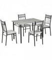 HOMCOM 5 Pieces Dining Room Sets, Kitchen Table and Chairs Set 4 with Marble Top