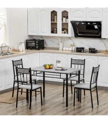 HOMCOM 5 Pieces Dining Room Sets, Kitchen Table and Chairs Set 4 with Marble Top