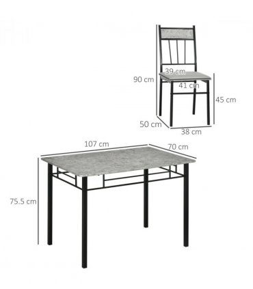 HOMCOM 5 Pieces Dining Room Sets, Kitchen Table and Chairs Set 4 with Marble Top