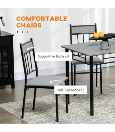 HOMCOM 5 Pieces Dining Room Sets, Kitchen Table and Chairs Set 4 with Marble Top