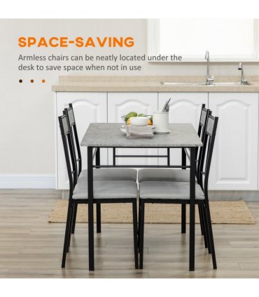 HOMCOM 5 Pieces Dining Room Sets, Kitchen Table and Chairs Set 4 with Marble Top