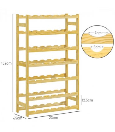 HOMCOM Free Standing Wooden Wine Rack 42 Bottles Holders, Natural
