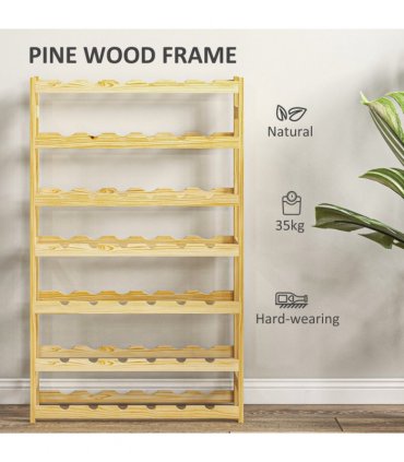 HOMCOM Free Standing Wooden Wine Rack 42 Bottles Holders, Natural