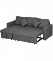 HOMCOM Corner Sofa Bed with Storage, 3 Seater Pull Out Sofa Bed, Dark Grey