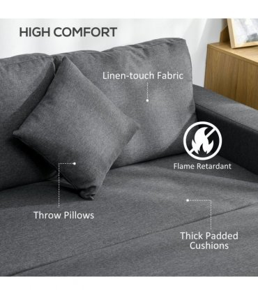 HOMCOM Corner Sofa Bed with Storage, 3 Seater Pull Out Sofa Bed, Dark Grey