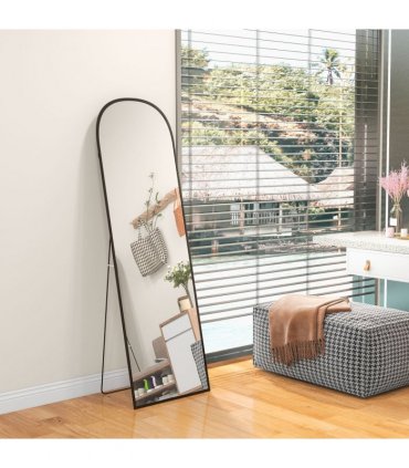 HOMCOM Full Length Mirror with Aluminium Alloy Frame Hanging or Leaning Black