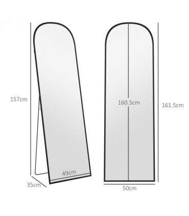 HOMCOM Full Length Mirror with Aluminium Alloy Frame Hanging or Leaning Black