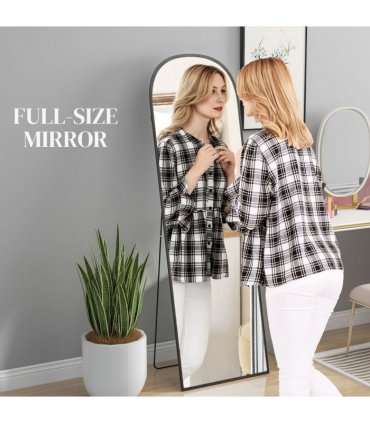 HOMCOM Full Length Mirror with Aluminium Alloy Frame Hanging or Leaning Black