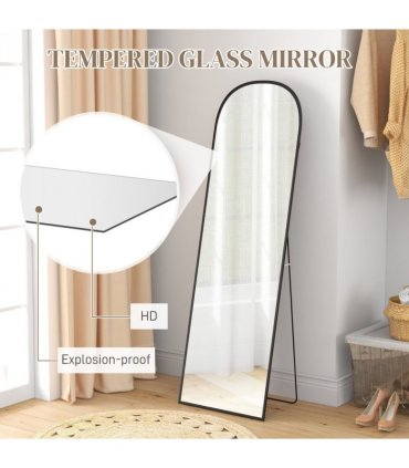 HOMCOM Full Length Mirror with Aluminium Alloy Frame Hanging or Leaning Black