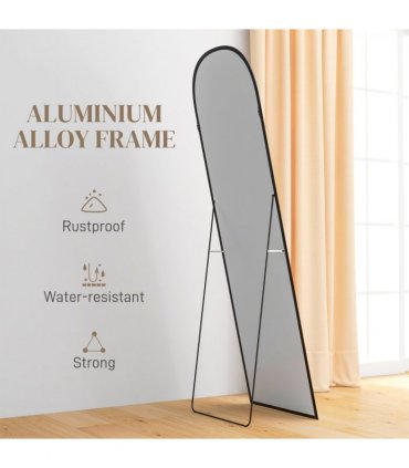 HOMCOM Full Length Mirror with Aluminium Alloy Frame Hanging or Leaning Black