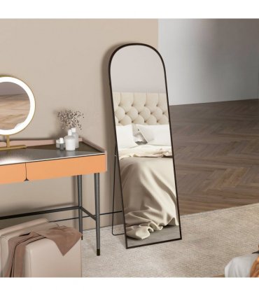 HOMCOM Full Length Mirror with Aluminium Alloy Frame Hanging or Leaning Black