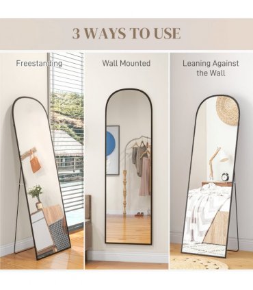 HOMCOM Full Length Mirror with Aluminium Alloy Frame Hanging or Leaning Black