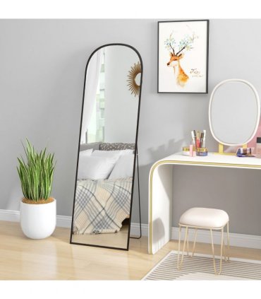 HOMCOM Full Length Mirror with Aluminium Alloy Frame Hanging or Leaning Black