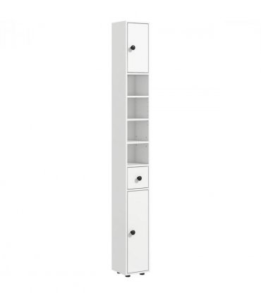 Kleankin Slim Bathroom Cabinet, Toilet Roll Storage w/ Open Shelves, White