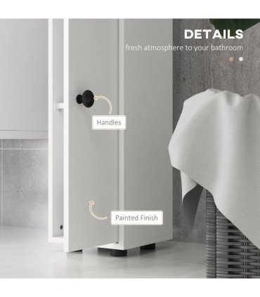 Kleankin Slim Bathroom Cabinet, Toilet Roll Storage w/ Open Shelves, White