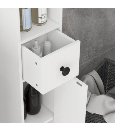 Kleankin Slim Bathroom Cabinet, Toilet Roll Storage w/ Open Shelves, White