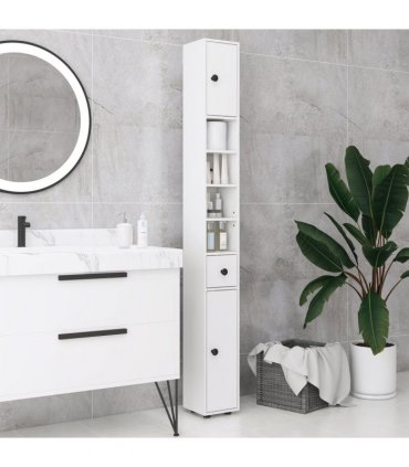 Kleankin Slim Bathroom Cabinet, Toilet Roll Storage w/ Open Shelves, White