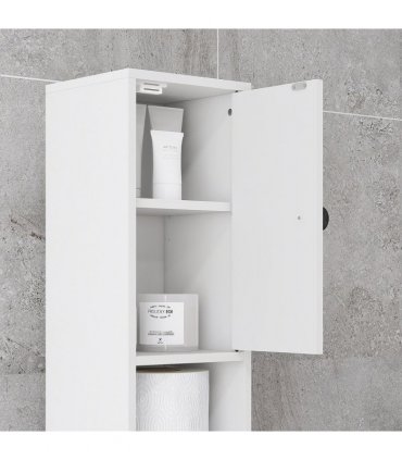 Kleankin Slim Bathroom Cabinet, Toilet Roll Storage w/ Open Shelves, White