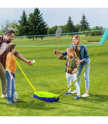 SPORTNOW Portable Badminton Net Set with Volleyball Net, Rackets, Shuttlecocks