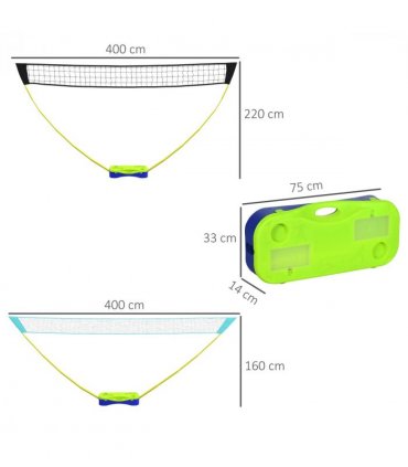 SPORTNOW Portable Badminton Net Set with Volleyball Net, Rackets, Shuttlecocks